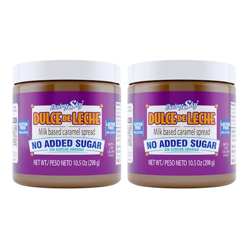 DairySky Dulce de Leche No Added Sugar - 10.5oz Made with Real Milk, Gluten-Free - Milk Based Caramel - Perfect for Desserts - 2 Pack