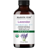 Majestic Pure Lavender USDA Organic Essential Oil | 100% Organic Essential Oil for Aromatherapy, Massage and Topical Uses | 1 fl. Oz