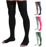 Doc Miller Thigh High Open Toe Compression Stockings 20-30mmHg for Varicose Veins, Pregnancy Support Open Toe Thigh High Compression Socks for Women and Men - 1 Pair Black XX-Large