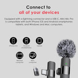 Mini Mic Pro Wireless Microphone for iPhone, iPad, Android, Lavalier Microphone for Video Recording - 2 Pack iPhone Mic Crystal Clear Recording with USB-C for Podcast Microphone, ASMR, TikTok