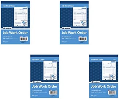 Adams Job Work Order Book, 3-Part Carbonless, White/Canary/White, 5-9/16 x 8-7/16 Inches, 33 Sets (T5868), 4 Pack