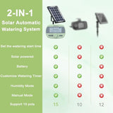 Solar Automatic Drip Irrigation System Kit, 15-Pot Automatic Watering System for Plants, Solar Drip Irrigation System for Garden with LCD Display Water Timer, Easy DIY for Indoor/Outdoor Potted Plants