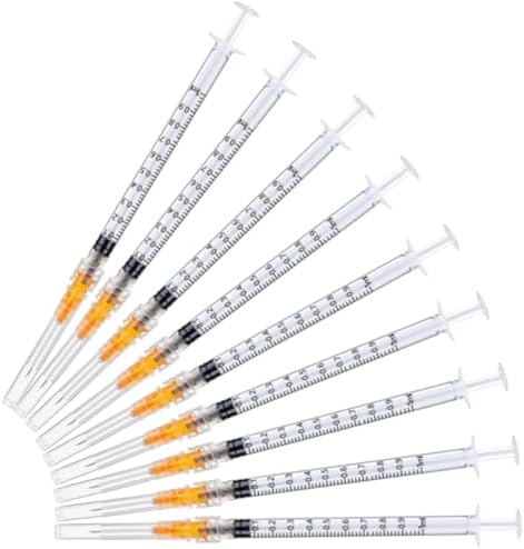 50 Pack 1ml 25 Gauge 5/8 Inch, for Scientific Labs, Industrial Dispensing and Liquid Measuring Supplies, Individually Sealed Packaging