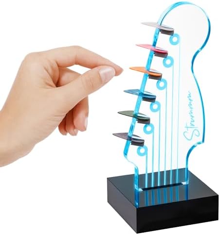 Light Up Guitar Pick Holder – 7-Color Changing LED Pick Storage Display & Night Light – USB Powered Novelty Room Decor, Holds 6 Picks – Cool Guitar Gift for Men, Musicians & Guitarists