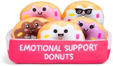 WHAT DO YOU MEME? Emotional Support Donuts by Relatable, Cuddly Stuffed Animals and Toys, Squishy Toys and Plushies, Great Ideas for Loved Ones of All Ages, Includes 5 Plushies with Carrying Basket