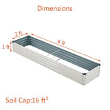 zunatu 8x2x1ft Galvanized Raised Garden Bed,Outdoor Planter Box Metal Patio Kit Planting Bed for Vegetables Flowers and Succulents,Beige