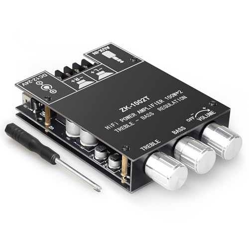 ZK-1002T 100W+100W Power Amplifier Board, TPA3116D2 Chip with Bluetooth and AUX Inputs, 2.0 Channel Audio Power Amplifier
