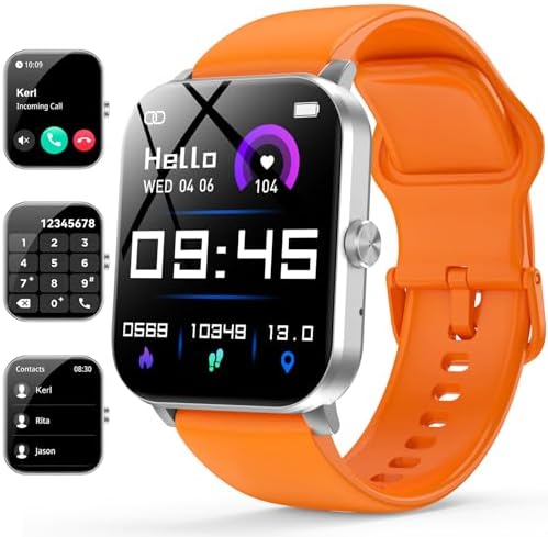 Smart Watch, 1.85" Smartwatch for Men Women (Answer/Make Call) (Orange)