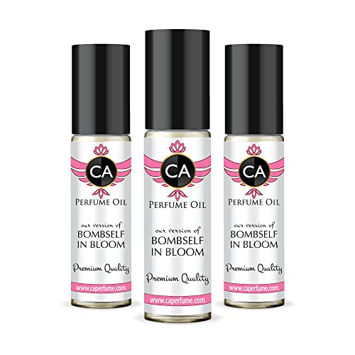 CA Perfume Club Impression of Victoria S. Bombself In Bloom For Women Replica Fragrance Body Oil Dupes Alcohol-Free Essential Aromatherapy Sample Travel Size Long Lasting Attar Roll-On 0.3 Fl Oz-X3