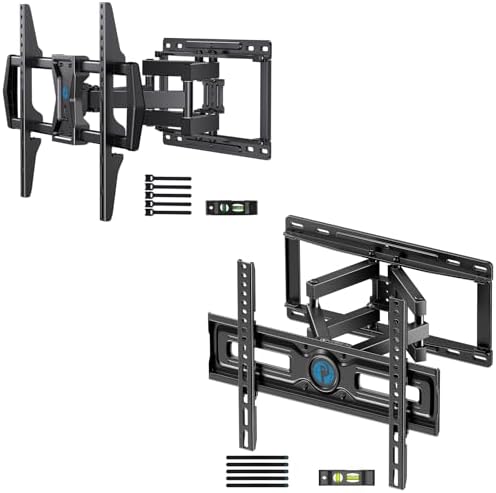 Pipishell Full Motion TV Wall Mount for Most 37-75 inch TVs & PIMF4 Full Motion Wall Mount for 26-65 inch Flat or Curved TVs up to 99 lbs with 3 Bracket Heights