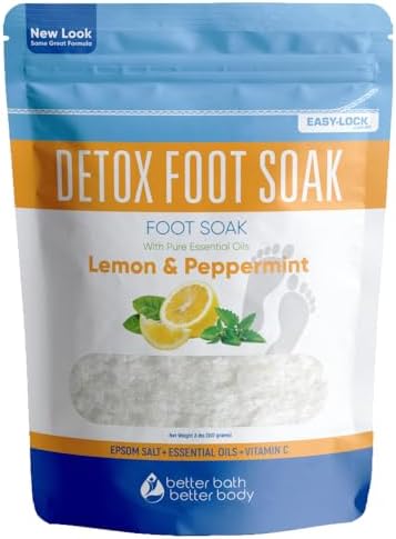 Detox Foot Soak (2 LBs) Epsom Salt Foot Soak with Lemon & Peppermint Essential Oils