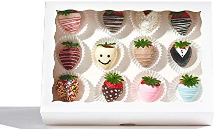 4PCS 10 x 7 x 2.5 inches Cookies Bakery Boxes with Window Cakesicle Chocolate Bomb Boxes Macaron Boxes,Clear Chocolate Covered Strawberries Boxes Pretzel Rods Boxes