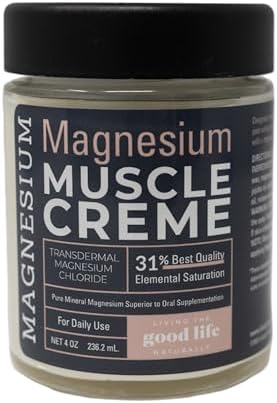 Magnesium Muscle Creme by Living the Good Life Naturally - Transdermal Magnesium Lotion for Pain with Blue Emu, Peppermint, Menthol, and Magnesium Chloride for Muscle Recovery AM or PM - 4oz