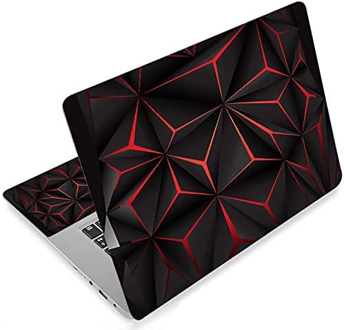 Laptop Skin Sticker Decal,13.3" 14" 15" 15.4" 15.6 inch Laptop Universal Vinyl Skin Sticker Cover,Dustproof Waterproof Reusable Art Decal Protector with Free 2 Wrist Pads (Black and red)