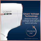 Conair Travel Hair Dryer, 1875W Worldwide Travel Hair Dryer with Smart Voltage Technology and Folding Handle