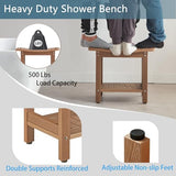 Heavy Duty Shower Stools, Shower Benches for Inside Shower to sit on,Poly Lumber Plastic Shower Bench Waterproof, Sturdy Wide Shower Stools for 500 LB (Brown)…