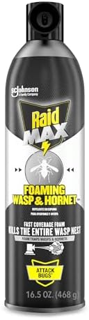 Raid Max Foaming Wasp & Hornet Killer, Fast Coverage Foam, Bug Killer Kills The Entire Nest, 16.5 oz