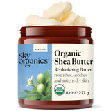 Sky Organics Organic Shea Butter, Replenishing Butter for Body & Face, Soothes, Softens and Boosts Skin's Overall Moisture and Radiance, Suitable for Dry Skin, USDA Certified Organic Skin Care, 8 Oz