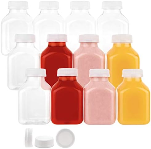 Disposable Plastic Juice Bottles 8 Oz with Lids | 160 Pack | for Water, Orange Apple Lemon Juicing, Smoothies, Milk, Reusable, BPA Free, Tamper-Proof Caps, Catering, Takeout
