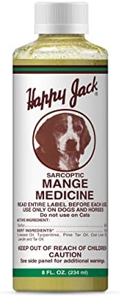 HAPPY JACK Mange Medicine & Treatment for Dogs & Horses - Brings Soothing Itch Relief to Severe Mange, Fungi, Allergies, Eczema & Most Dog Skin Irritation (8 oz)
