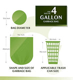 FORID Biodegradable 4 Gallon Garbage Bags, 150 Count, Unscented, Strong Trash Can Liners, 15 Liter Wastebasket Bags for Kitchen, Bathroom, Home Office, Green