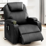 Electric Recliner with Massage and Heating, Power Lift Recliner Chair for Elderly and Adults, Modern Reclining Chair with Remote Control, Cup Holder, and Faux Leather Upholstery