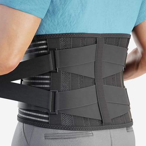 Modvel Back Brace for Lower Back Pain Women and Men – Lumbar Support Belt for Sciatica, Herniated Disc, Muscle Strain – Adjustable Breathable Work Brace with 6 Stays – Support for Posture– Size XL