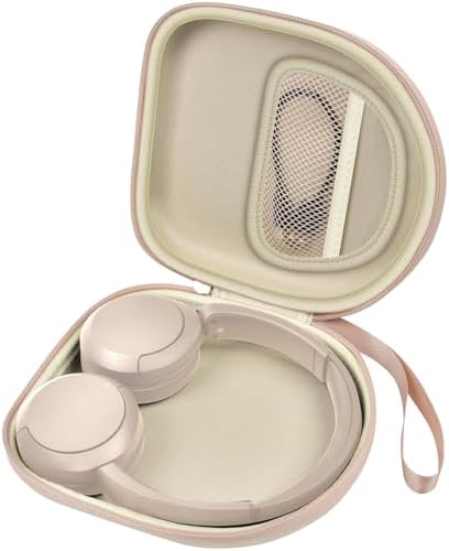 Headphone Case Compatible with Sony WH-CH520 Wireless Headphones Bluetooth On-Ear Headset with Microphone, Over Ear Noise Cancelling Earphone Bag for USB Cable for Work- Black (Box Only) (Beige)