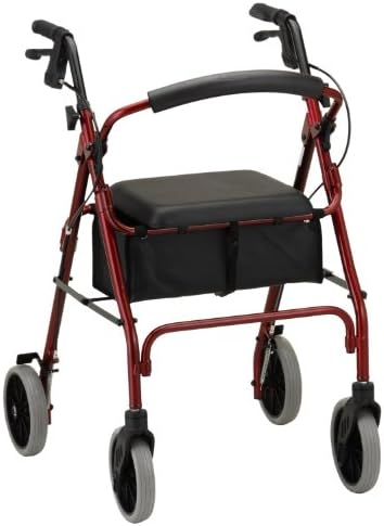 NOVA Medical Products Zoom Rollator Walker Red 24 Inch (Pack of 1)