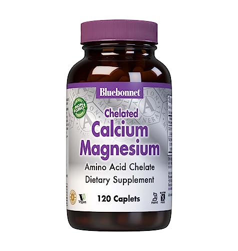 BlueBonnet Albion Chelated Calcium Magnesium Caplets, 120 Count