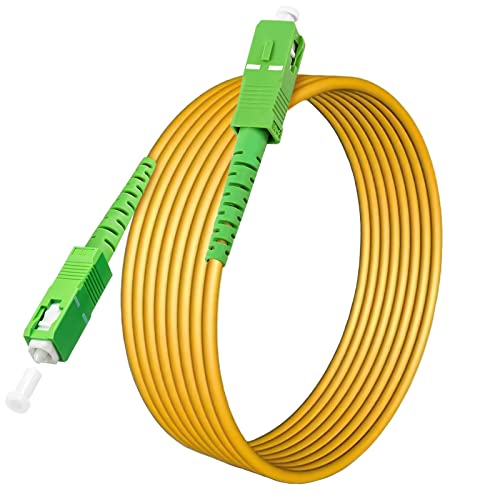 50ft (15m) SC/APC Fiber Optic Internet Cable, Single Mode Fiber Patch Cord, Fiber Optic Jumper Cable, Optical Patch Cord for Internet - SIMPLEX - 9/125um - OS1/OS2 Compatible, LSZH Yellow