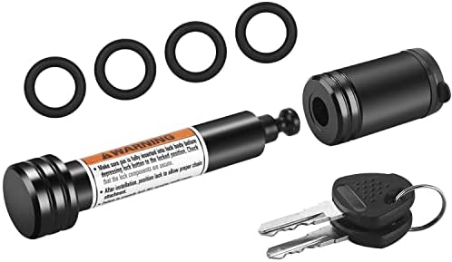 METOWARE Trailer Hitch Lock - 5/8" Dia Locking Receiver Pin, Fits 2" Receiver Tubes, Class III & IV Hitch Receivers, Anti-Theft Trailer Receiver Lock, Black (1 Pack)