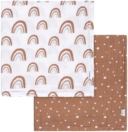 Gerber Baby Unisex 2-Pack Muslin Blanket, Boho Rainbow, One Size