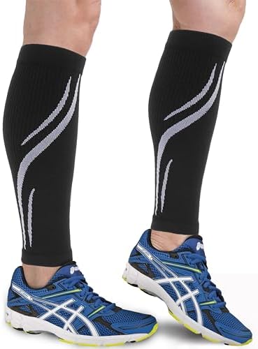 Calf Compression Sleeve for Men & Women 20-30 mmHg, Leg compression Sleeve, Footless Compression Socks (1 or 2Pair)