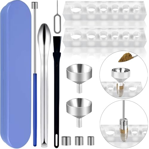 11 Pcs Versatile Easy Capsule Filling Tool Kit for Gel Capsules Empty - Efficient Pill Filling Tool Kit with Micro Funnel, Capsule Holder and Herb Tamper - Gel Capsules Size #000 00 0 1 2 3