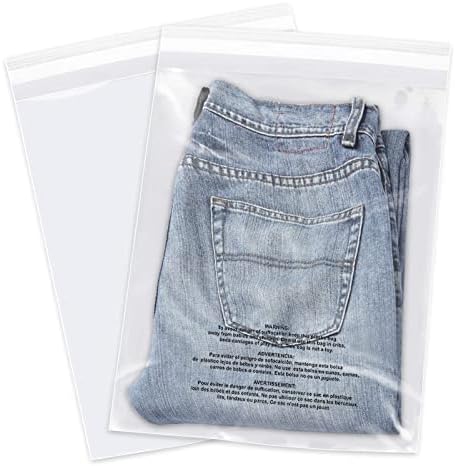 iMailer - 500 Count - 11" x 14" Clear Plastic Poly Bags with Suffocation Warning for Prints, Photos, Documents, Clothing, T-Shirt - Resealable Adhesive,Not Strong