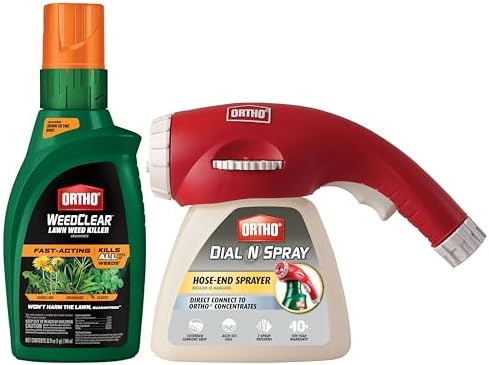 Ortho WeedClear Lawn Weed Killer Concentrate 32 oz. with Dial N Spray Hose-End Sprayer, Kills Crabgrass, Dandelion, Clover and Chickweed