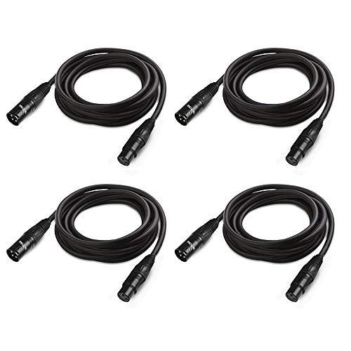 10 ft Flexible DMX Cable, Gold-Plated 3 Pin Signal XLR Male to Female DMX Cable Wire, Best for DJ Stage Lighting Moving Head Lights Par Light (4 Pack)