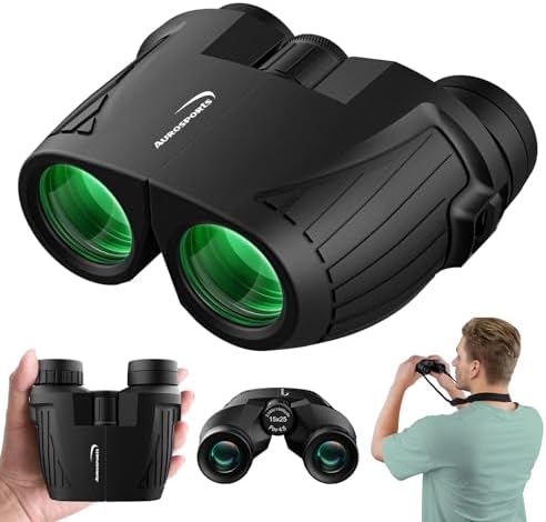 Aurosports 15x25 Compact Binoculars for Adult Kids - High Power Binoculars for Bird Watching - Easy Focus Small Binocular with Low Light Vision for Travel, Camping, Concert, Hiking