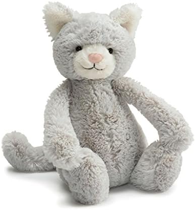 Jellycat Bashful Grey Kitty Stuffed Animal, Medium 12 inches - Cats & Kittens Plush Toy - Classic Children's Gift