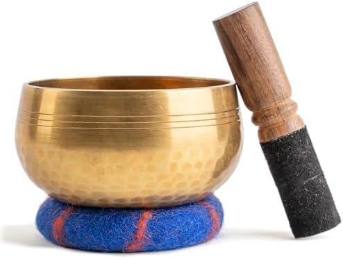 Ohm Store 4" Tibetan Singing Bowl Set — Meditation Sound Bowl Handcrafted in Nepal for Yoga, Chakra Healing, Mindfulness, and Stress Relief — Unique Spiritual Gifts for Women and Men