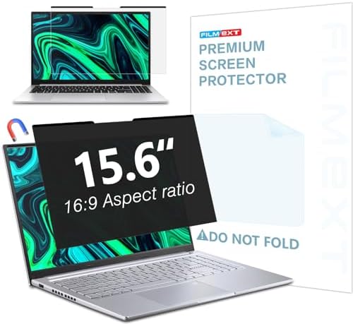 FILMEXT Magnetic Laptop privacy screen 15.6 inch for 16:9 Widedisplay, Removable Laptop Privacy Screen Shield Anti Glare Blue Light Filter for HP/Dell/Acer/Lenovo/Asus