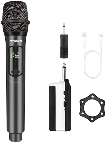 Wireless Microphone,Professional Handheld Cordless Dynamic Mic System with Rechargeable Receiver(160 Ft),Karaoke Microphone Set for Singing,Karaoke,Wedding,DJ,Party,Speech,Church,PA,K60-1