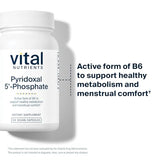 Vital Nutrients Pyridoxal-5 Phosphate | Activated Vitamin B6 | Methylated B6 for Metabolism, PMS, and Menstrual Support* | High-Potency P5P Supplement | Gluten, Dairy, Soy Free | 90 Capsules