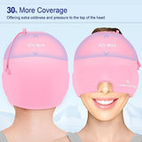 Gel Ice Migraine Headache Relief Cap, Adjustable Headache Cap Migraine with Drawstring Fits All Heads, Cold Compression Migraine Relief Cap for Tension, Stress, Sinus, Puffy Eyes, Hot/Cold Therapy