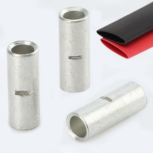 1 AWG Butt Connectors 8 PCS 1 Gauge Non-Insulated Butt Splice Connectors 1 Ga. Uninsulated Crimp Wire Connectors Tinned Copper Marine Grade Crimp Butt Terminals with 8 PCS 3:1 Heat Shrink Tube