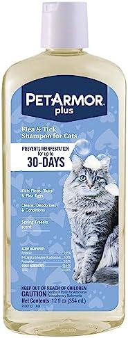 PetArmor Plus Flea and Tick Shampoo for Cats, Kills and Prevents Against Fleas and Ticks, Spring Freesia Scent, 12 fl. oz.