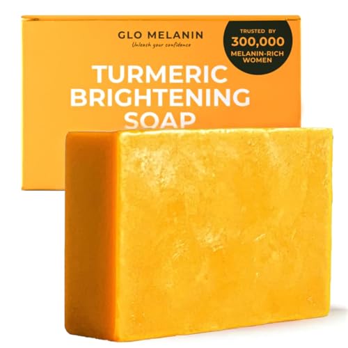 Glo Melanin Organic Turmeric Soap for Dark Spots & Acne, Turmeric Soap for Skin Brightening and Clearing Formula, All Natural Turmeric Soap Bar
