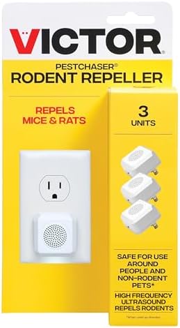 Victor M753K PestChaser Indoor Ultrasonic Rodent Repellent with Nightlight, 3 Rodent Repeller Mouse Deterrent Plug In Devices