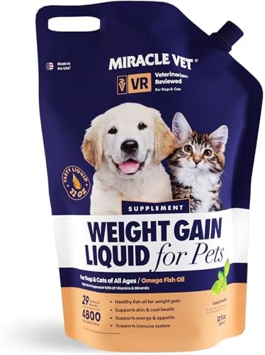 High-Calorie Weight Gainer for Dogs & Cats - Multivitamin Nutritional Supplement Gel, Omega Fish Oil, Calcium - Puppy, Senior, Prenatal Cat & Dog Vitamins, Supplements for Weight Gain